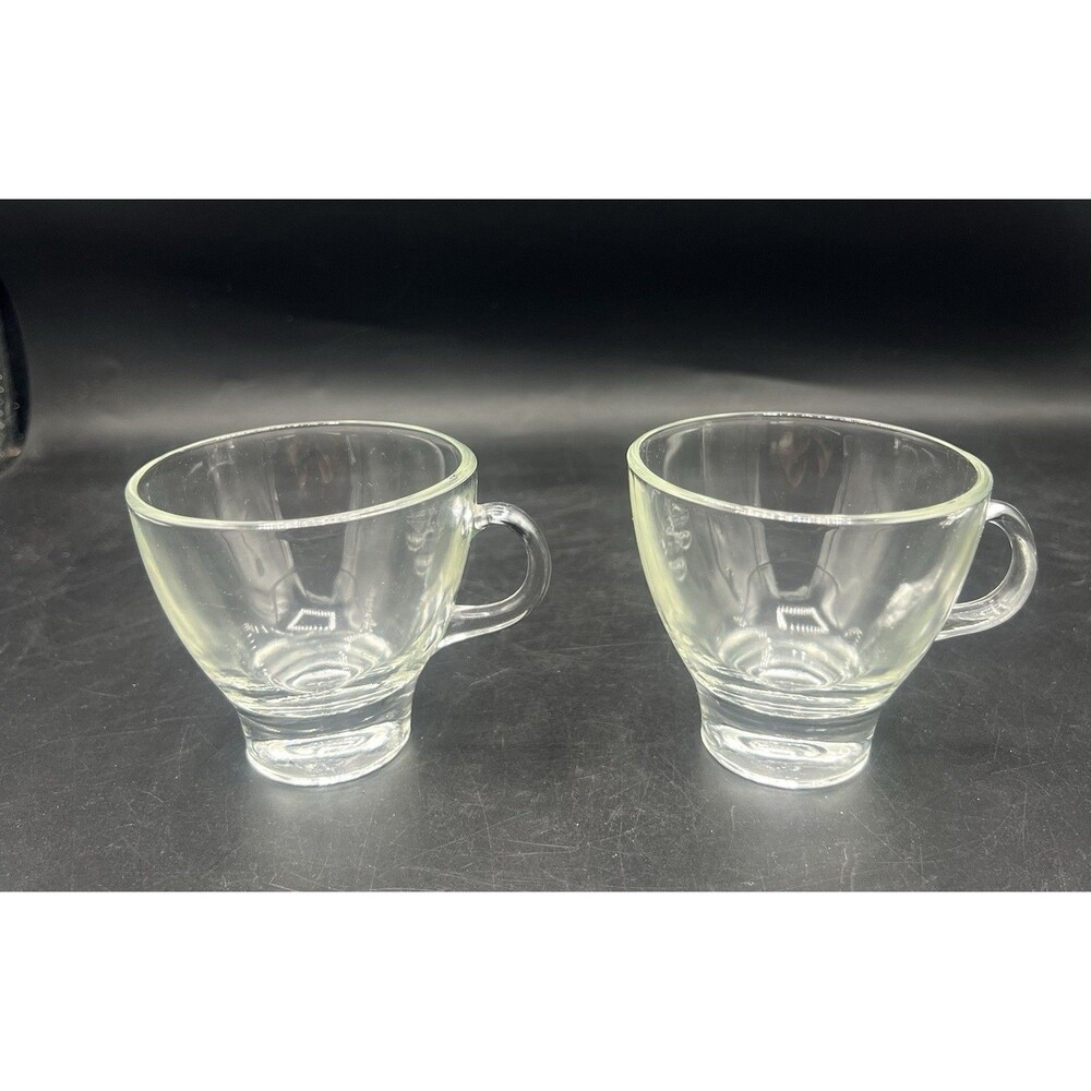 Vintage Glass Tea Cups Espresso Mugs – Clear, 4 oz Each, Set of 2